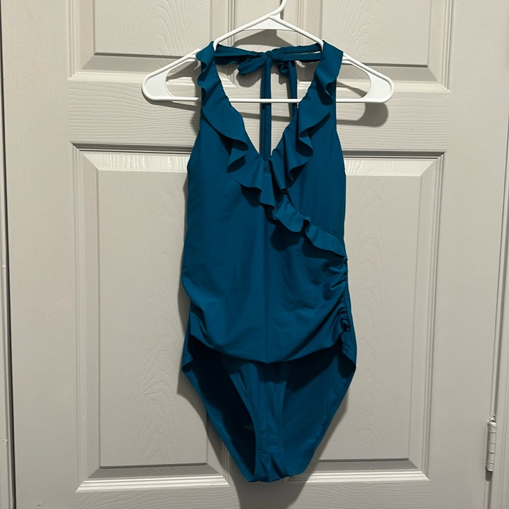 Padded one-piece wrap swimsuit